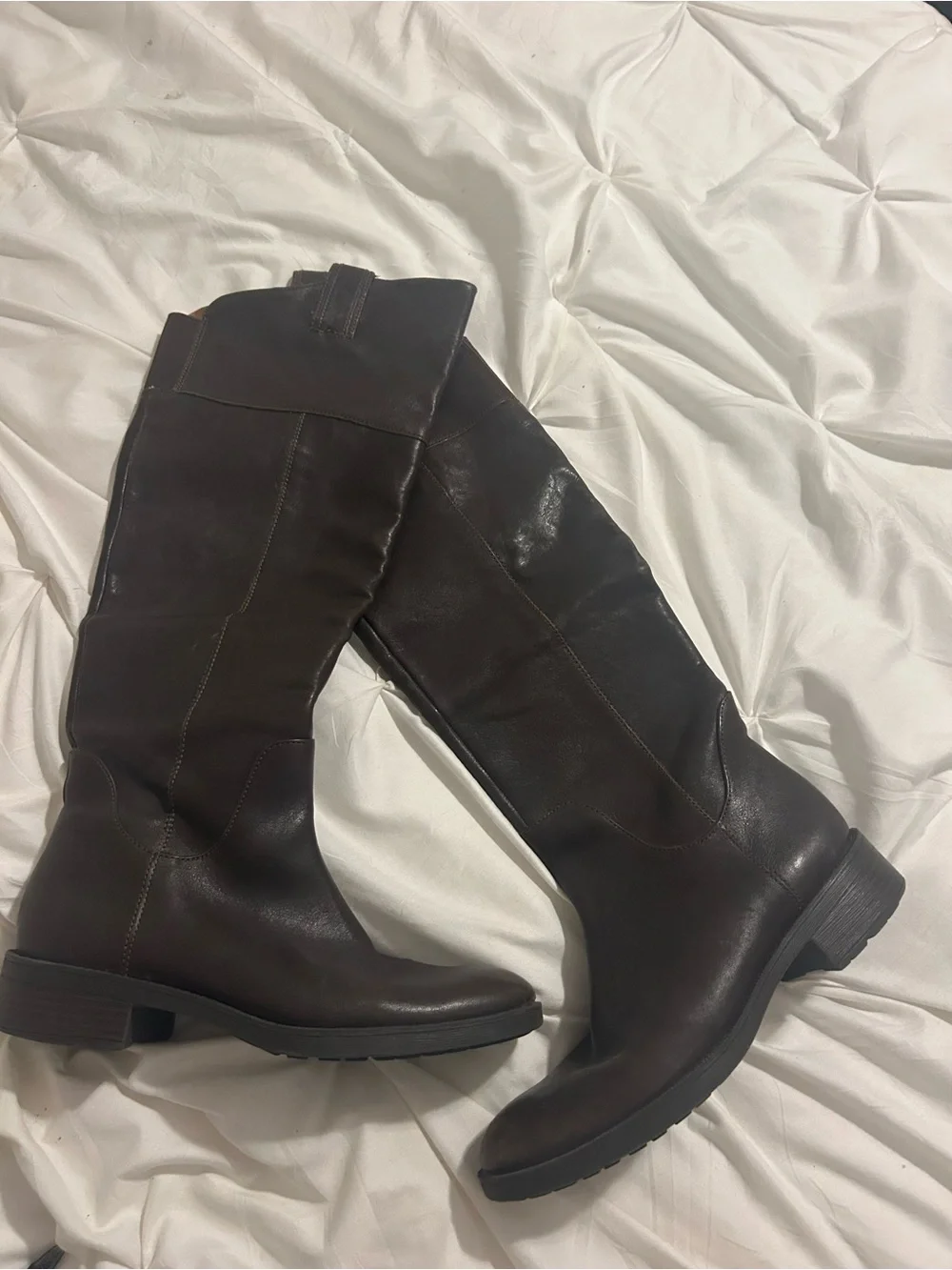 Enzo Angiolini Dark Brown Over-the-Knee Leather Boots